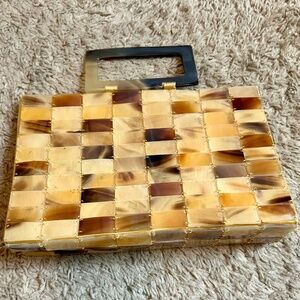 Brown and Yellow Tiled Purse Lightly Used